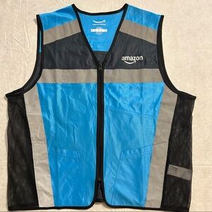 Amazon Blue Reflective High Visibility Vest Delivery Employee Uniform Mens XL